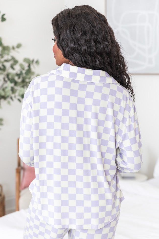 Makes A Difference Purple Checkered Bamboo Pajama Set sold by Pink Lily product image thumbnail 4