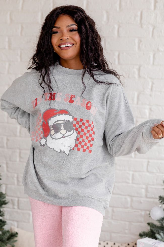 'Tis The Season Christmas Grey Oversized Graphic Sweatshirt sold by Pink Lily product image thumbnail 4