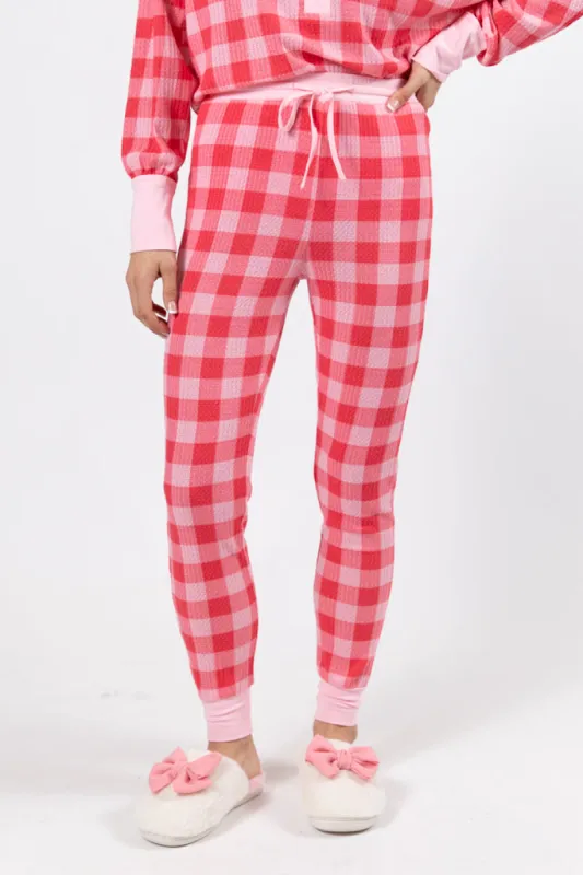 Outshine The Rest Pink Plaid Lounge Joggers FINAL SALE sold by Pink Lily