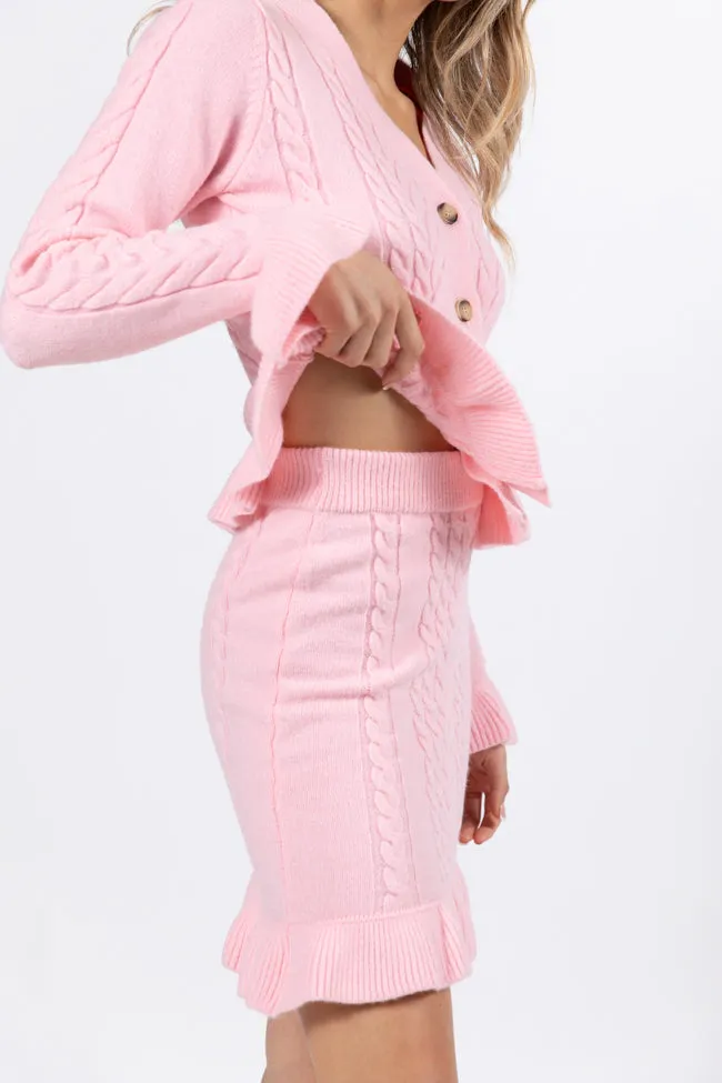 Glistening In The Snow Pink Cable Knit Cardigan Set FINAL SALE sold by Pink Lily product image thumbnail 4