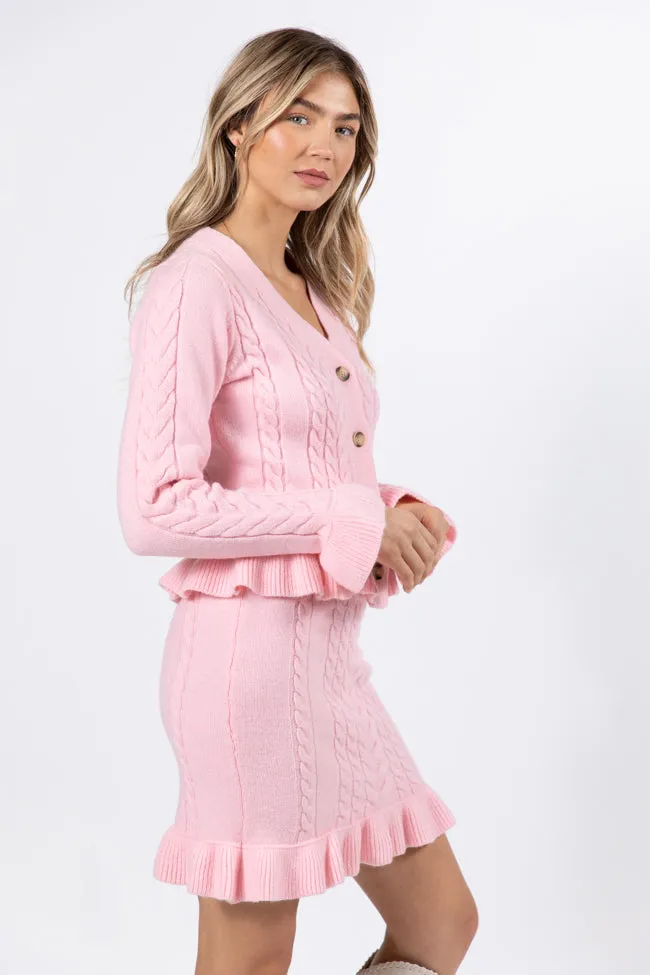 Glistening In The Snow Pink Cable Knit Cardigan Set FINAL SALE sold by Pink Lily product image thumbnail 5