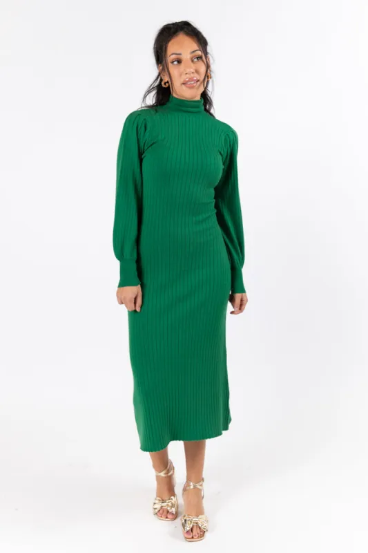 Through The Years Green Turtleneck Midi Dress FINAL SALE sold by Pink Lily