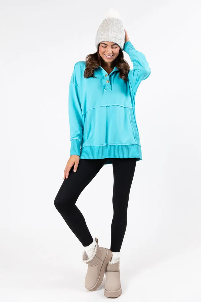 Just Go With It Blue Oversized Henley Pullover SALE sold by Pink Lily product image thumbnail 2