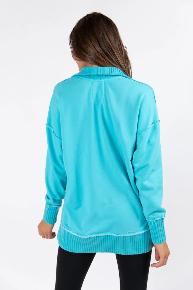 Just Go With It Blue Oversized Henley Pullover SALE sold by Pink Lily product image thumbnail 5