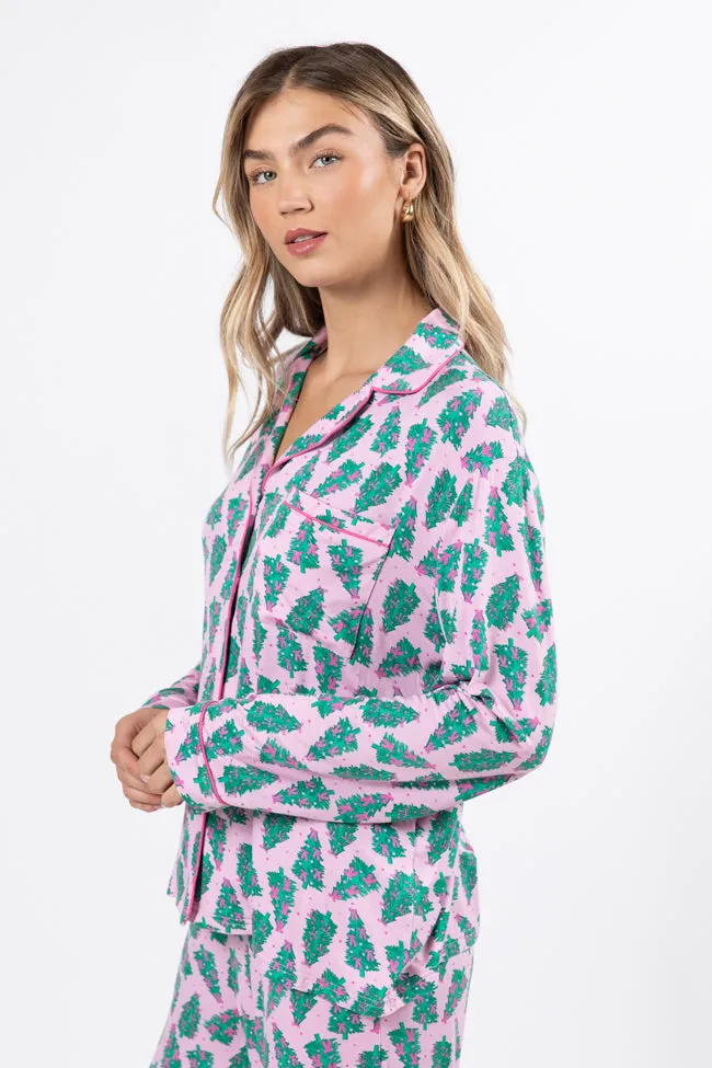 Under The Stars In Pink Pines Long Sleeve Bamboo Pajama Top FINAL SALE sold by Pink Lily product image thumbnail 4