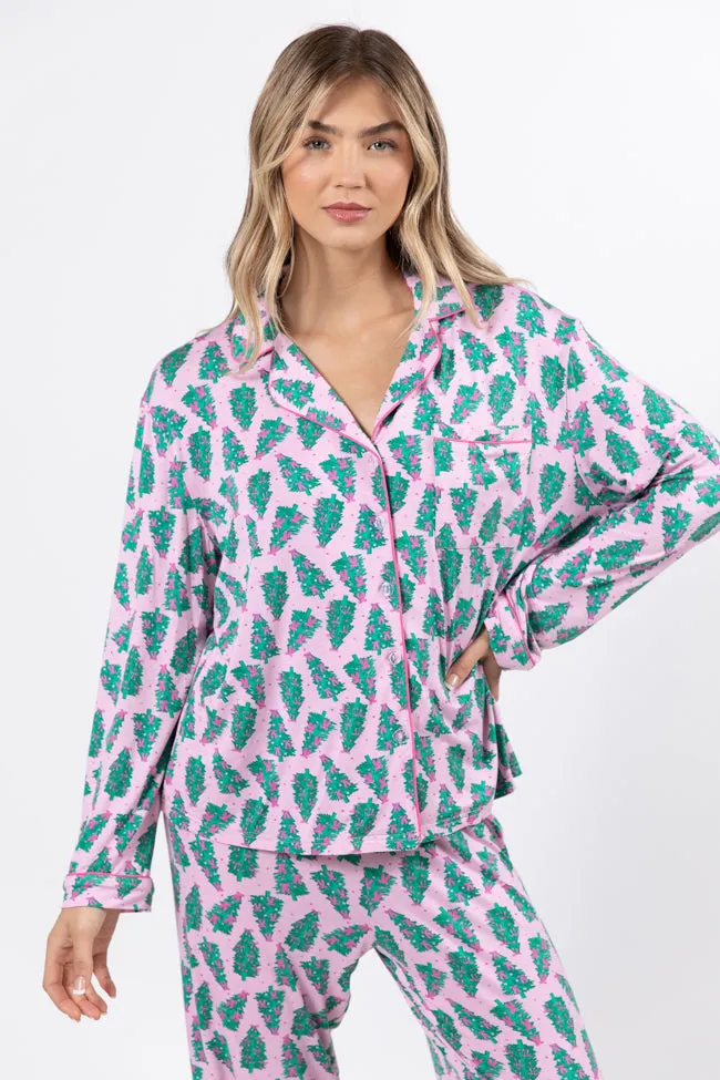 Under The Stars In Pink Pines Long Sleeve Bamboo Pajama Top FINAL SALE sold by Pink Lily product image thumbnail 2
