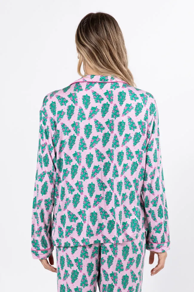 Under The Stars In Pink Pines Long Sleeve Bamboo Pajama Top FINAL SALE sold by Pink Lily product image thumbnail 5