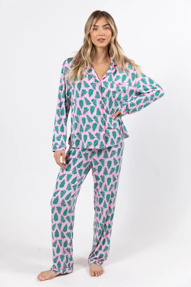 Under The Stars In Pink Pines Bamboo Pajama Pants FINAL SALE sold by Pink Lily
