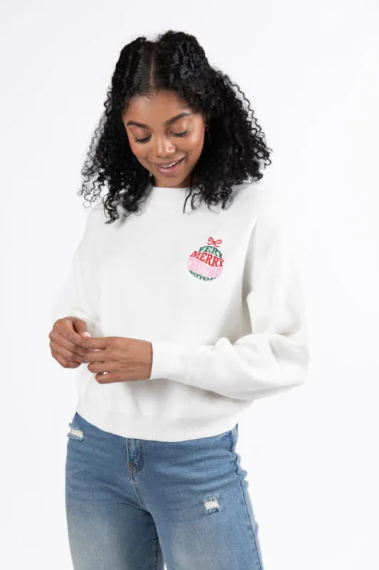 Very Merry Christmas To You Ivory Multi Ornament Sweater FINAL SALE sold by Pink Lily