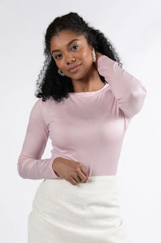 Smitten For You Pink Shimmer Fitted Top FINAL SALE sold by Pink Lily