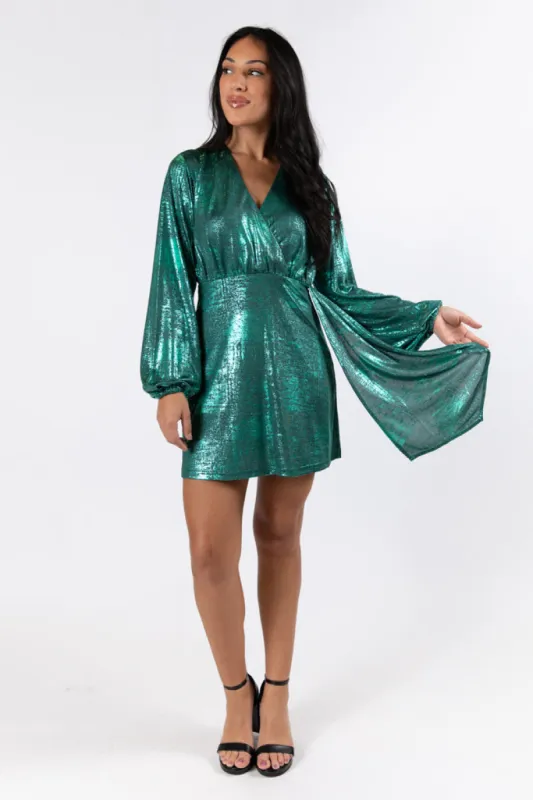 Heart Of Glass Green Surplice Style Wrap Dress FINAL SALE sold by Pink Lily