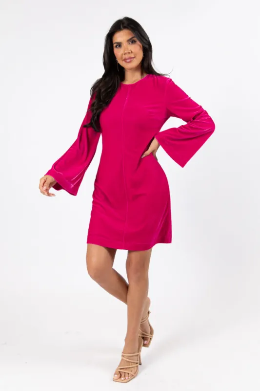 Bold As Love Pink Crushed Velvet Back Detail Mini Dress  FINAL SALE sold by Pink Lily
