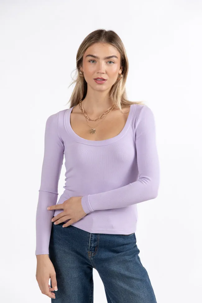 Make Your Choice Lilac Ribbed Scoop Neck Long Sleeve Tee FINAL SALE sold by Pink Lily