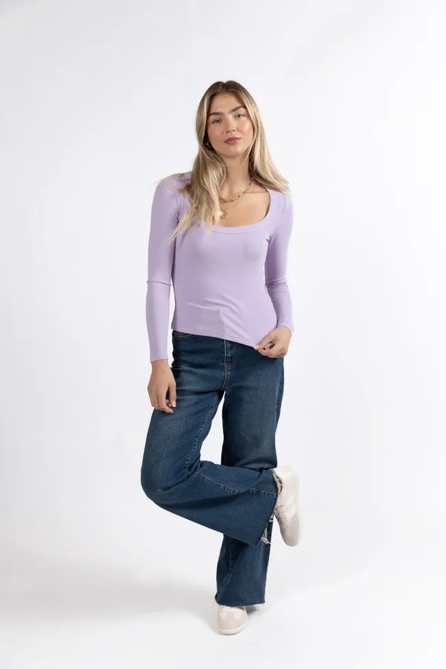 Make Your Choice Lilac Ribbed Scoop Neck Long Sleeve Tee FINAL SALE sold by Pink Lily product image thumbnail 2