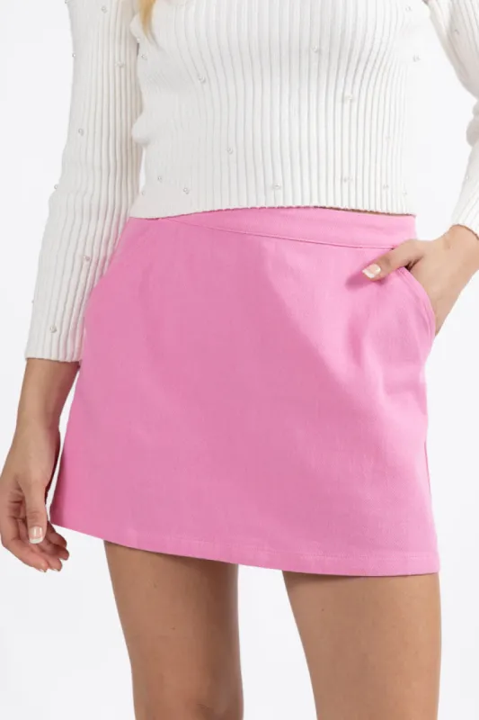 Call Me Lovely Pink Denim Skort FINAL SALE sold by Pink Lily