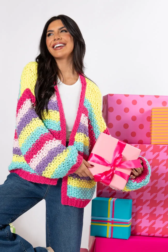 Forgot You Existed Hot Pink Multi Striped Cardigan FINAL SALE sold by Pink Lily