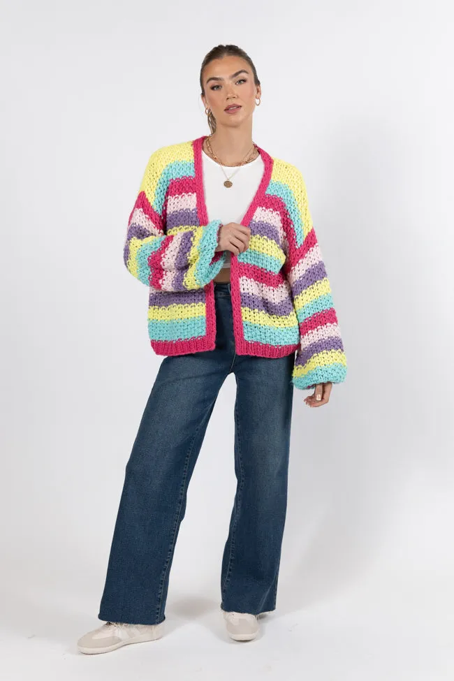Forgot You Existed Hot Pink Multi Striped Cardigan FINAL SALE sold by Pink Lily product image thumbnail 5