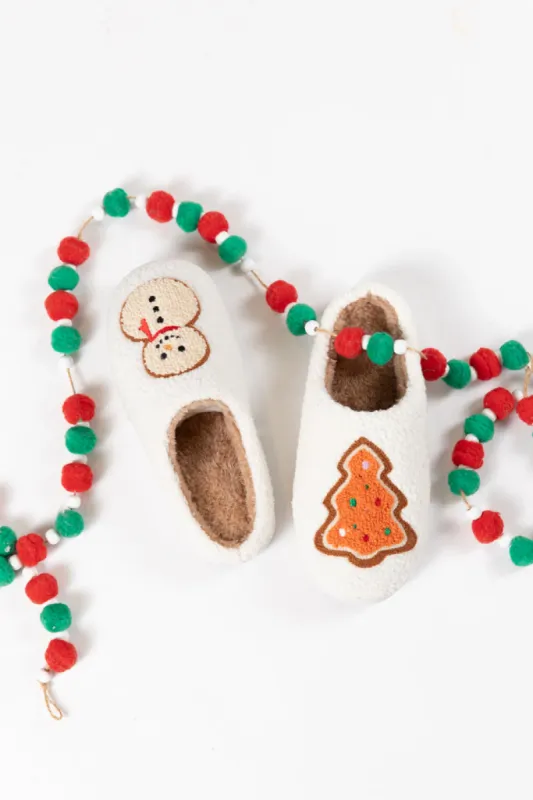 Christmas Cookies Ivory Slippers  FINAL SALE sold by Pink Lily