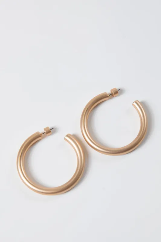 Water Resistant Matte Gold Hoop Earring SALE made by Pink Lily