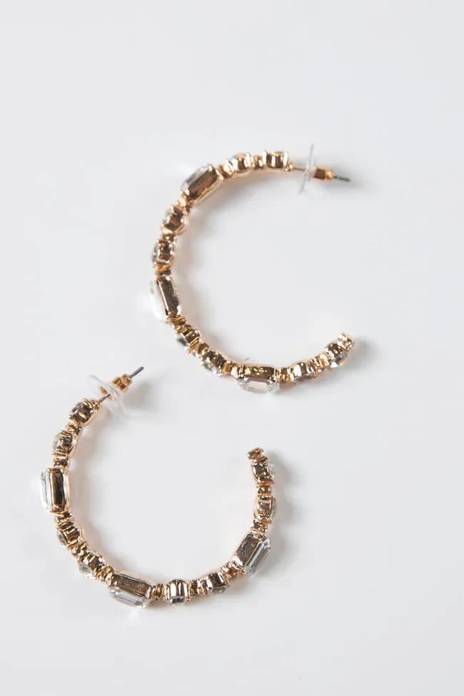 Gold Hoop with Clear Mixed Sized Crystal Earring SALE sold by Pink Lily product image thumbnail 3