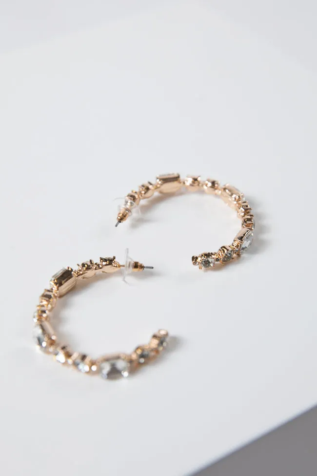 Gold Hoop with Clear Mixed Sized Crystal Earring SALE sold by Pink Lily product image thumbnail 4