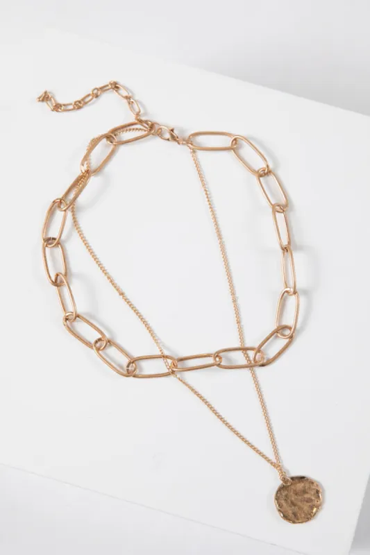 Gold Chain with Coin Layered Necklace FINAL SALE sold by Pink Lily