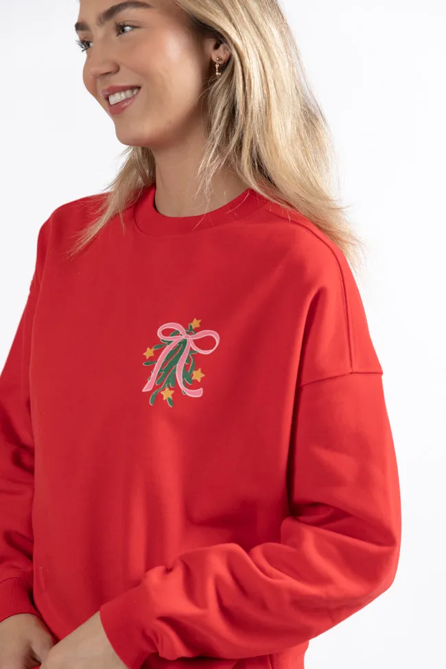 Only A Morning Person On December 25th Red Oversized Graphic Sweatshirt sold by Pink Lily product image thumbnail 4