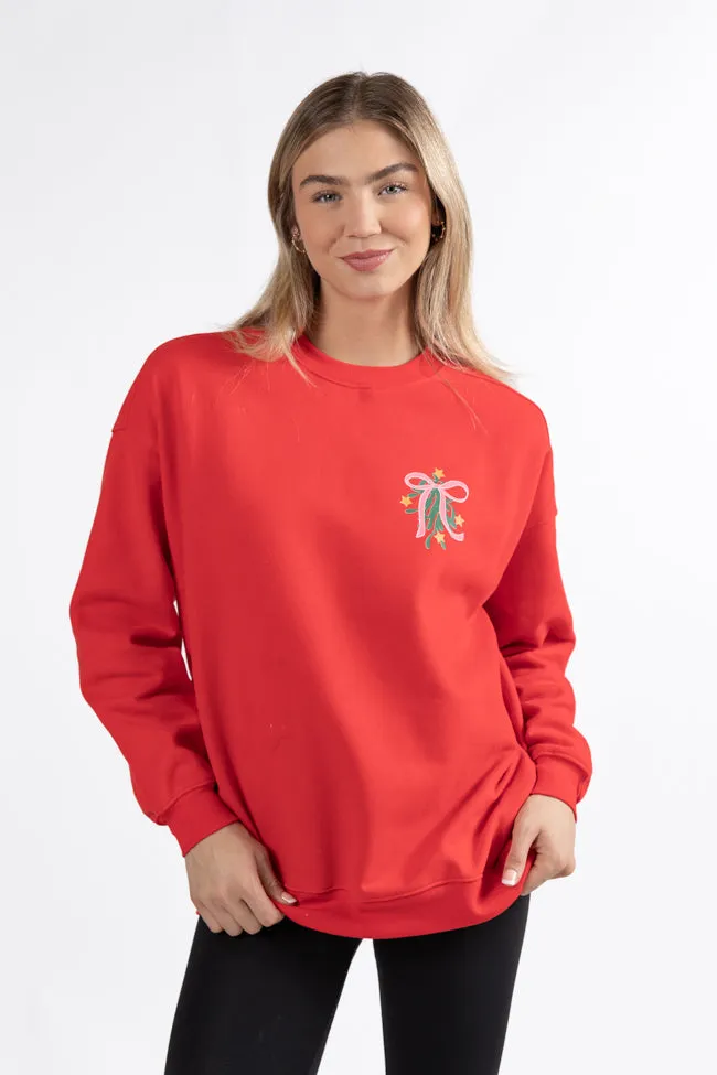 Only A Morning Person On December 25th Red Oversized Graphic Sweatshirt sold by Pink Lily product image thumbnail 5