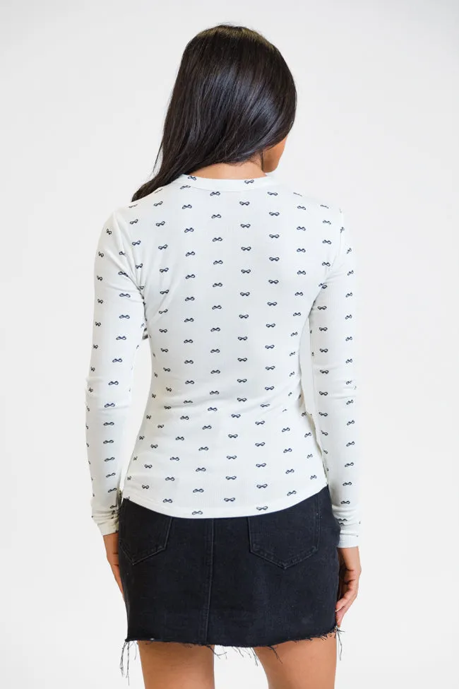 Make Your Choice Ivory Bow Ribbed Long Sleeve Tee FINAL SALE sold by Pink Lily product image thumbnail 5
