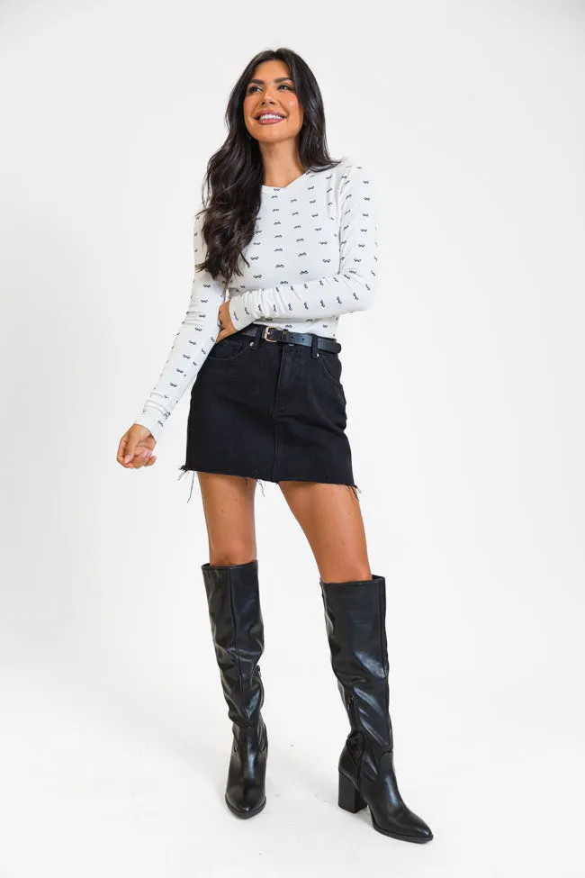 Make Your Choice Ivory Bow Ribbed Long Sleeve Tee FINAL SALE sold by Pink Lily product image thumbnail 2