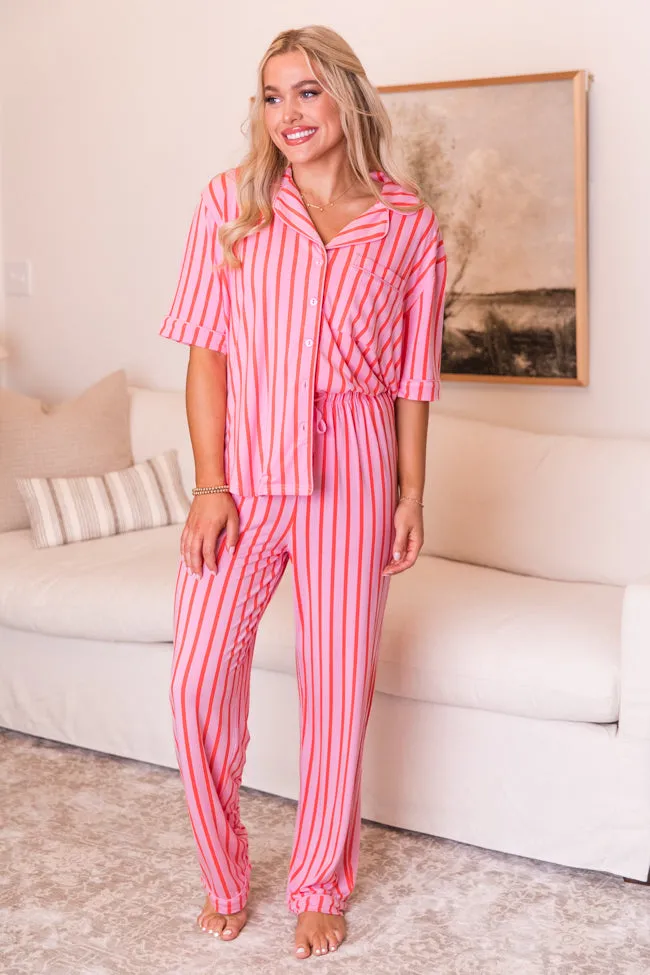 Good To Get Away In Pinstripe Parade Pajama Pants FINAL SALE sold by Pink Lily
