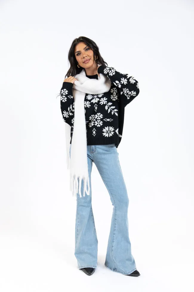 One More Shot Black Snowflake Printed Sweater FINAL SALE sold by Pink Lily product image thumbnail 2