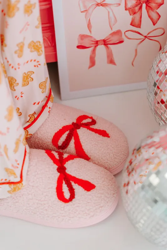 Red Bow Slippers Macy Blackwell X Pink Lily sold by Pink Lily