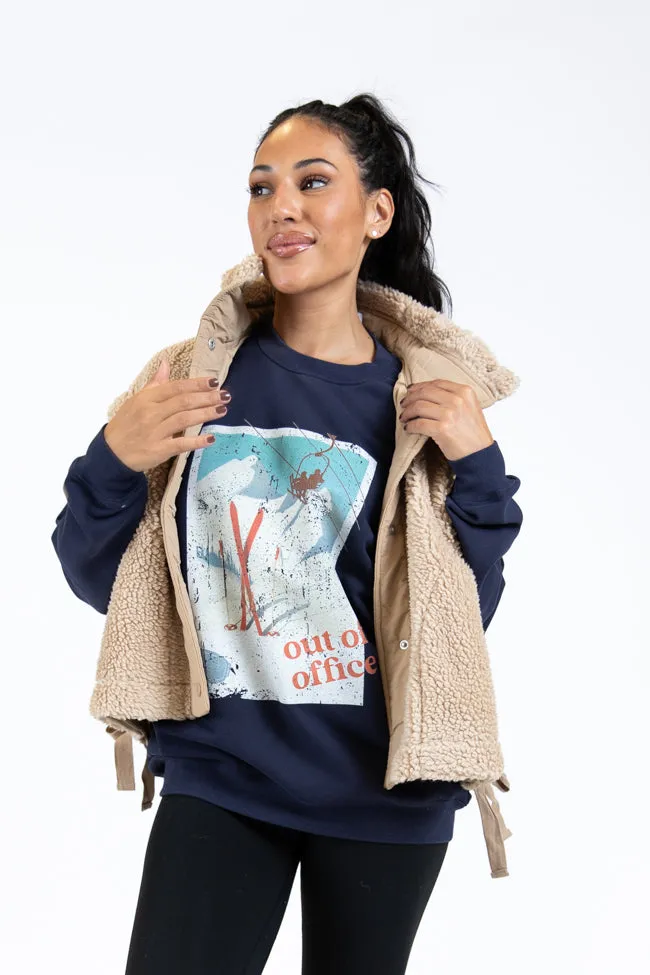 Out Of Office Navy Blue Oversized Graphic Sweatshirt DOORBUSTER sold by Pink Lily product image thumbnail 2