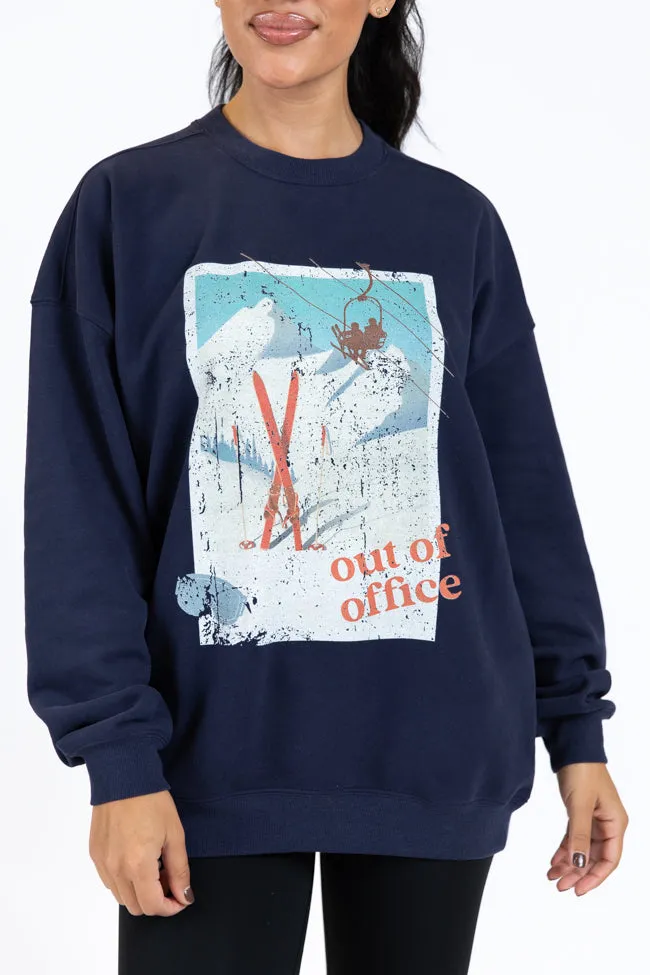 Out Of Office Navy Blue Oversized Graphic Sweatshirt DOORBUSTER sold by Pink Lily product image thumbnail 3