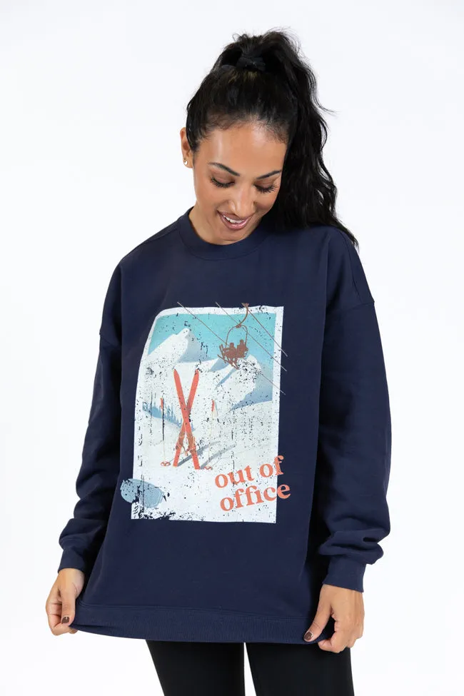Out Of Office Navy Blue Oversized Graphic Sweatshirt DOORBUSTER sold by Pink Lily product image thumbnail 4