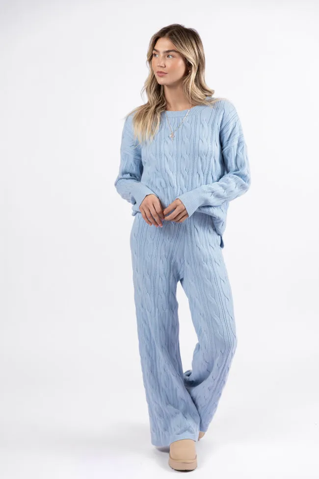 Forever Winter Light Blue Cable Knit Sweater Lounge Pants FINAL SALE sold by Pink Lily product image thumbnail 2
