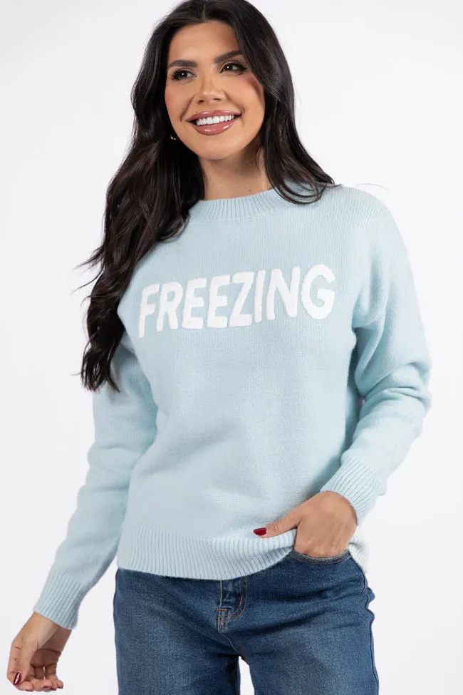 Always Freezing Blue Crew Neck Sweater FINAL SALE sold by Pink Lily