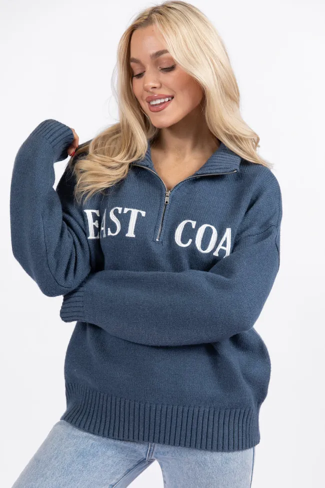 Roll With It Navy East Coast Quarter Zip Sweater FINAL SALE sold by Pink Lily product image thumbnail 2