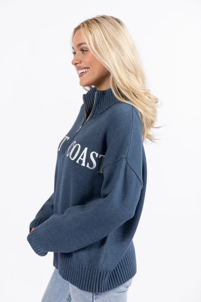 Roll With It Navy East Coast Quarter Zip Sweater FINAL SALE sold by Pink Lily product image thumbnail 5