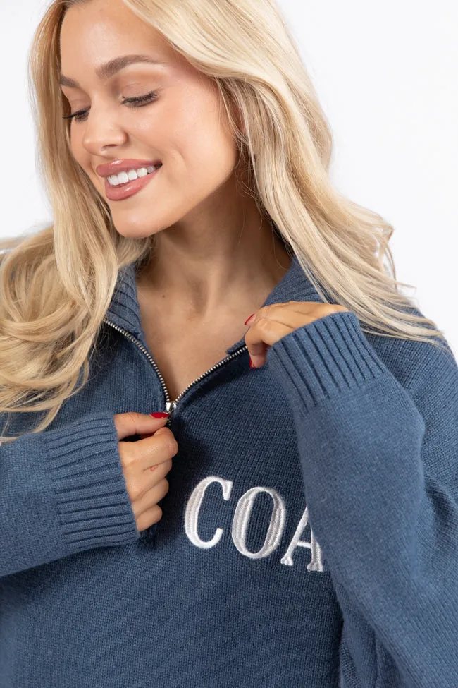 Roll With It Navy East Coast Quarter Zip Sweater FINAL SALE sold by Pink Lily product image thumbnail 4