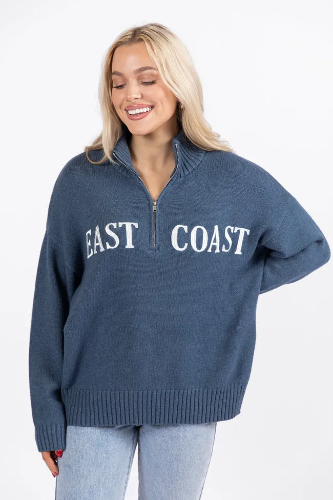 Roll With It Navy East Coast Quarter Zip Sweater FINAL SALE sold by Pink Lily product image thumbnail 3