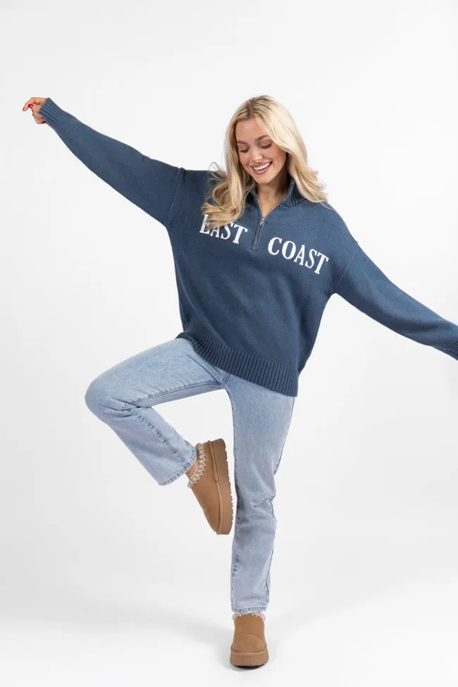 Roll With It Navy East Coast Quarter Zip Sweater FINAL SALE sold by Pink Lily