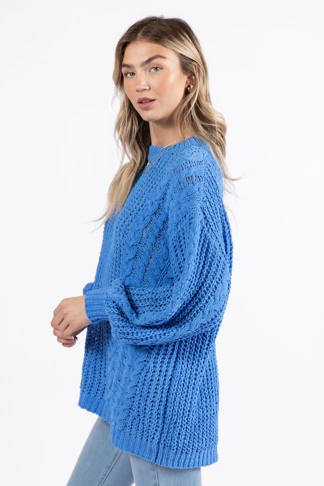 Wide Open Spaces Blue Oversized Chenille Crew Neck Sweater FINAL SALE sold by Pink Lily product image thumbnail 3