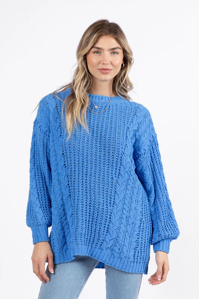 Wide Open Spaces Blue Oversized Chenille Crew Neck Sweater FINAL SALE sold by Pink Lily product image thumbnail 2