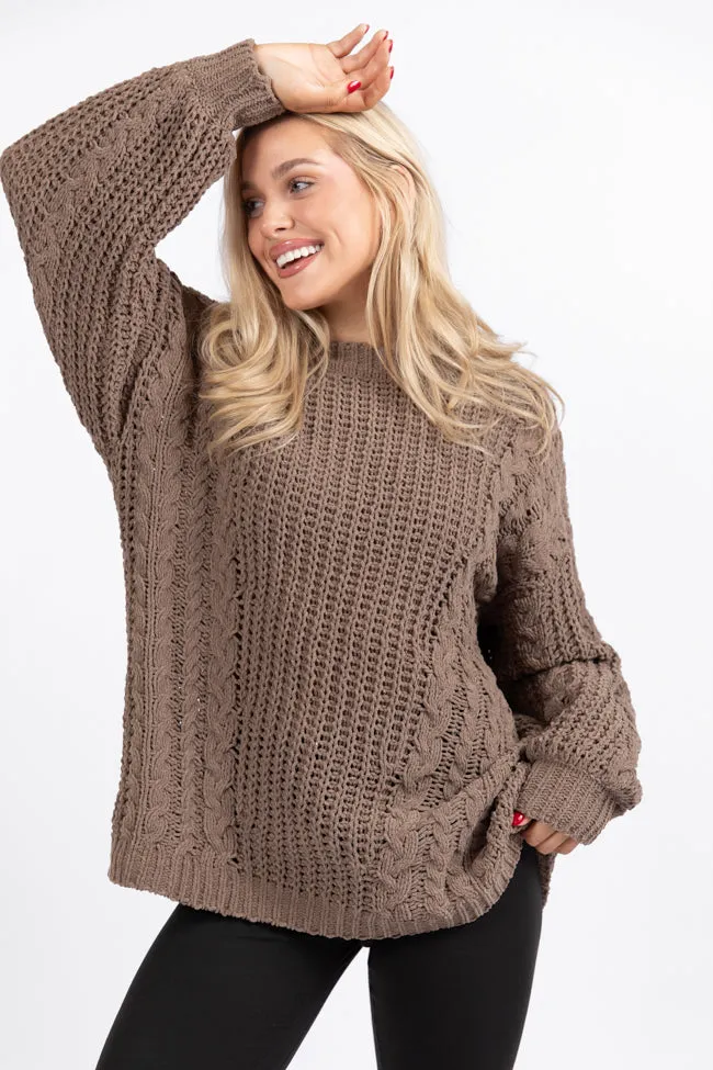 Wide Open Spaces Mocha Oversized Chenille Crew Neck Sweater FINAL SALE sold by Pink Lily