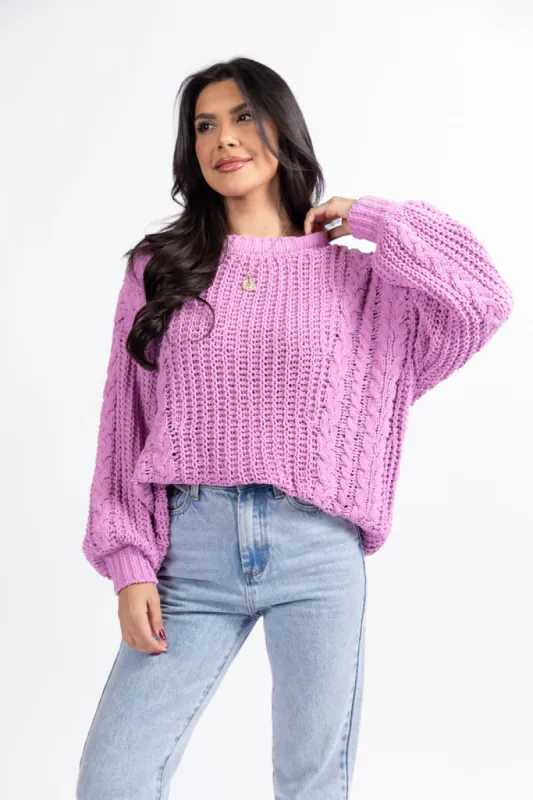 Wide Open Spaces Orchid Oversized Chenille Crew Neck Sweater FINAL SALE sold by Pink Lily