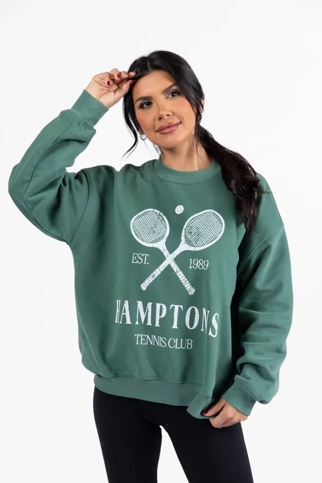 Hamptons Tennis Club Pine Needle Green Graphic Sweatshirt DOORBUSTER sold by Pink Lily