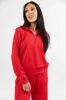 Let's Just Stay Red Quarter Zip Knit Pullover sold by Pink Lily