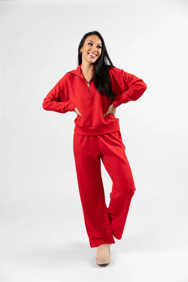 Let's Just Stay Red Quarter Zip Knit Pullover sold by Pink Lily product image thumbnail 2